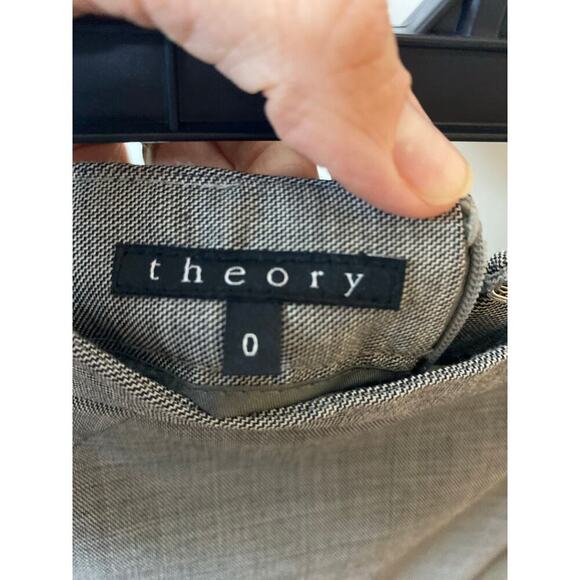 Theory Wool Lane Blend Knee Length Gray Pencil Skirt Pockets Career Size 0 - Picture 9 of 11
